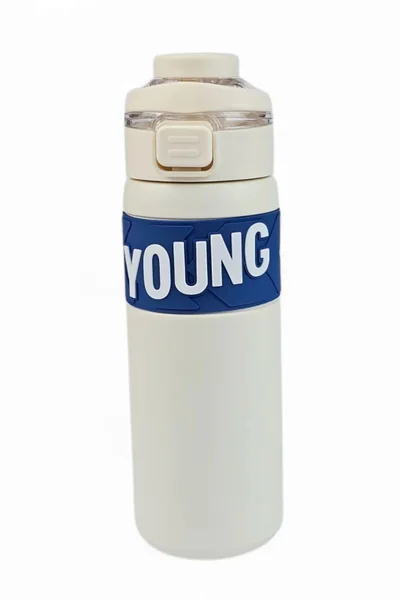 Mobcos 304 Stainless Steel Double Wall Vacuum Insulated Cup with Bounce Lid Straw 650ml Hiking Sports Water Bottle (White)