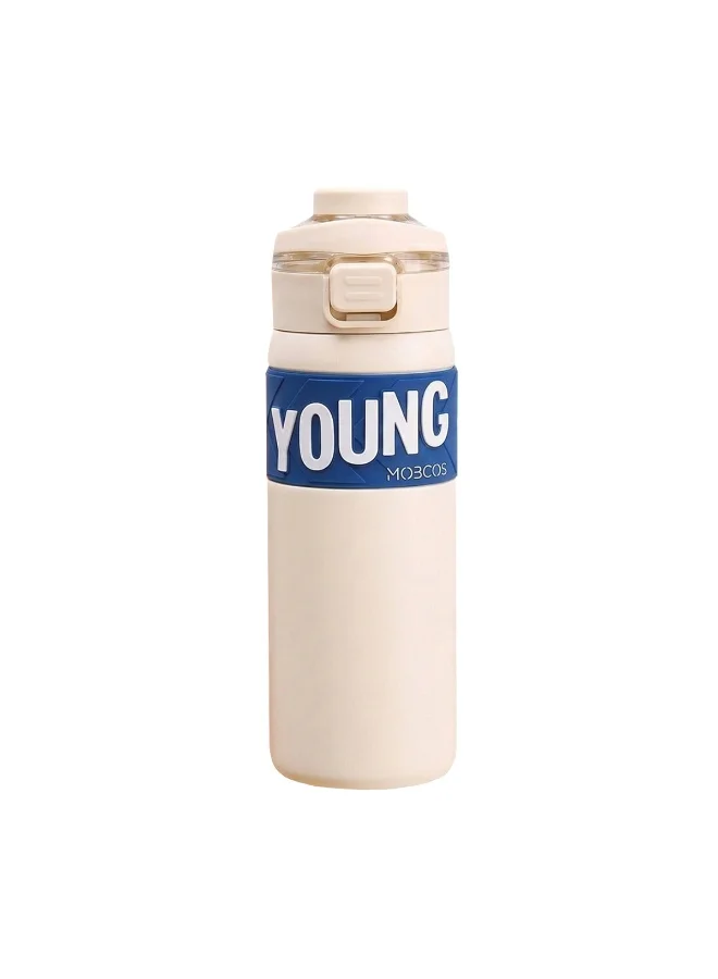 Mobcos 304 Stainless Steel Double Wall Vacuum Insulated Cup with Bounce Lid Straw 650ml Hiking Sports Water Bottle (White)
