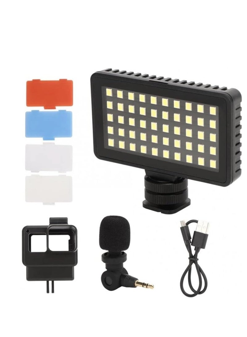 TELESIN TELESIN photo studio GP-VSS-001 Vlog Cage Extension Frame LED Light Mini Microphone Vlog Kit for Gopro 7/6/5 Sports Cam DSLR Vlog Accessories Kit for GoPro 7/6/5 Black  - Image 4