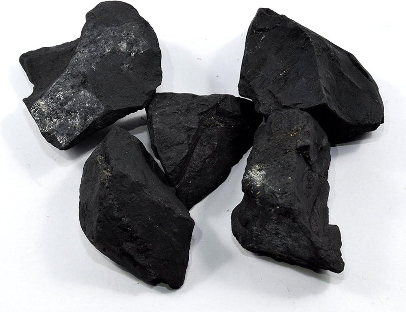 HQRP Shungite Raw Karelian Stones Rough Minerals Watering Stone Natural Crystal Mineral Specimens - 5PCS - Image 1