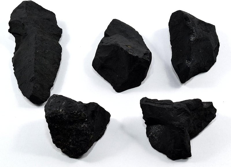HQRP Shungite Raw Karelian Stones Rough Minerals Watering Stone Natural Crystal Mineral Specimens - 5PCS - Image 3