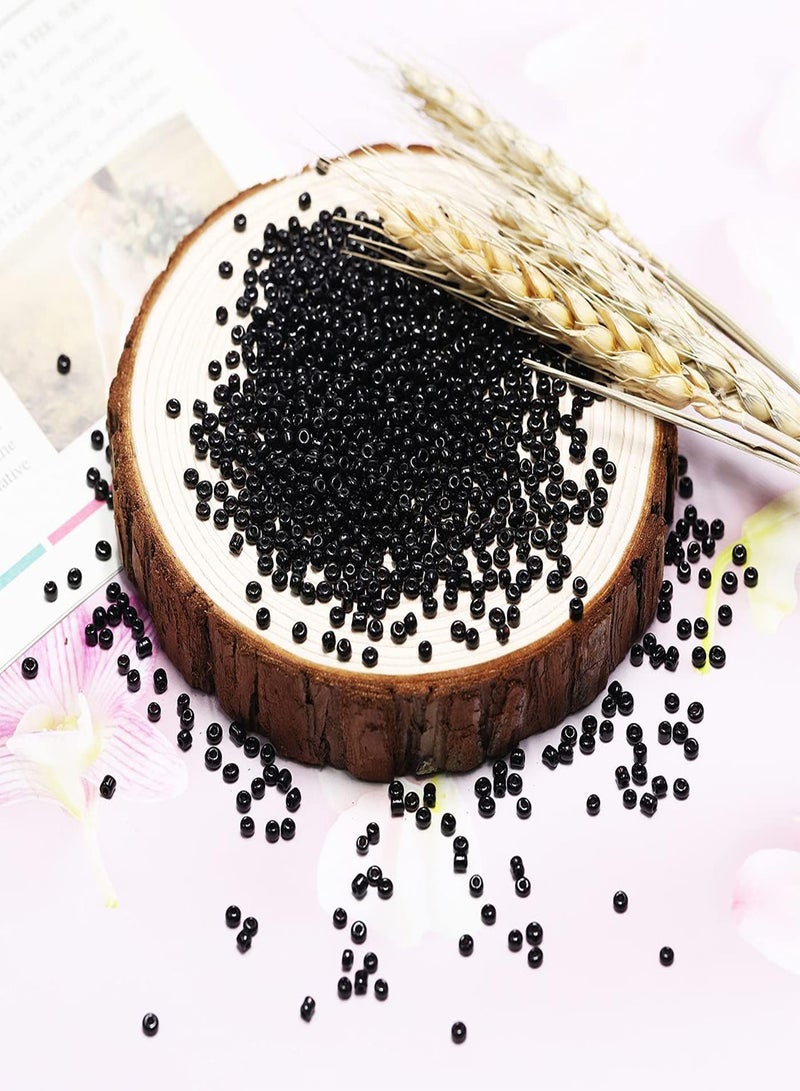 GGOOT Bulk Black Seed Beads 110 Grams About 320pcs, 3mm 8/0 Glass Craft Beads for Making Earrings, Bracelets, Pendants, Waist Jewelry,DIY Handmade Seed Beads（Black -3mm）  - Image 2