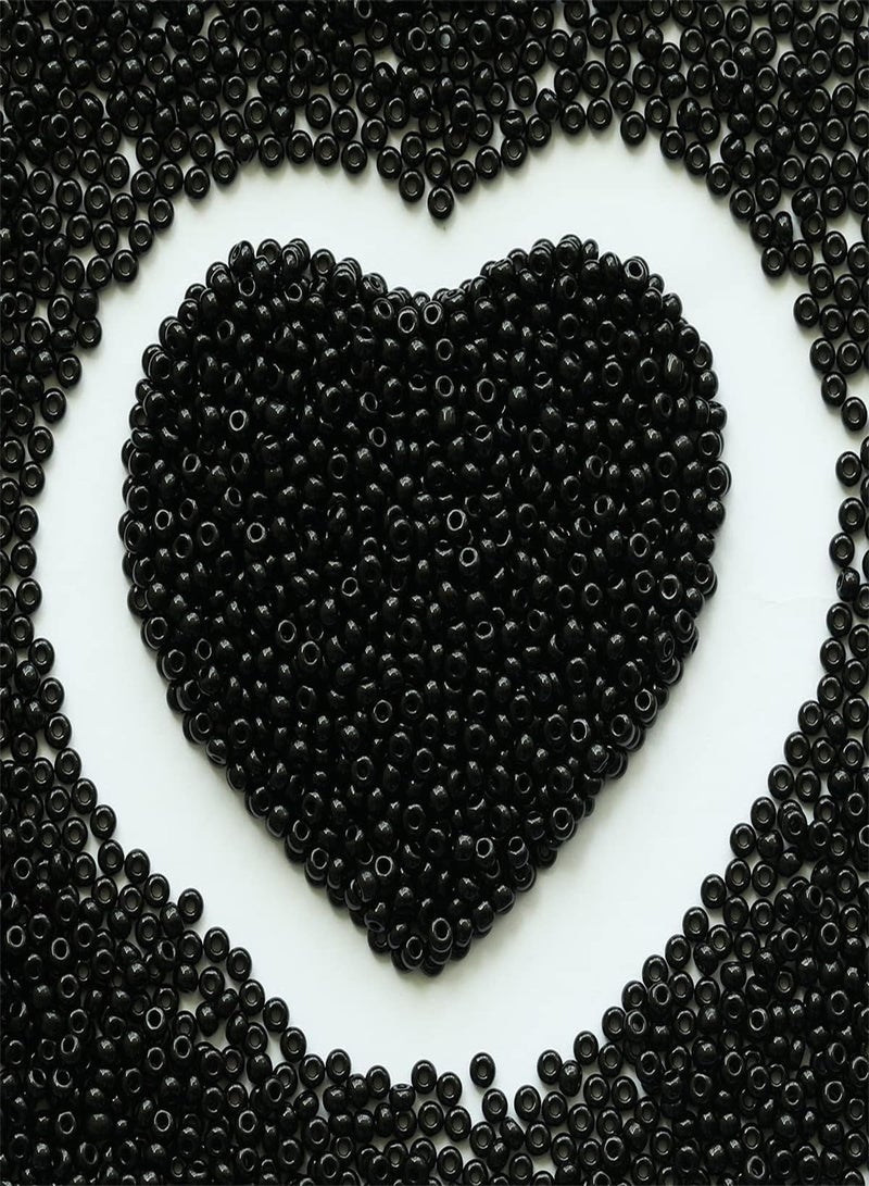 GGOOT Bulk Black Seed Beads 110 Grams About 320pcs, 3mm 8/0 Glass Craft Beads for Making Earrings, Bracelets, Pendants, Waist Jewelry,DIY Handmade Seed Beads（Black -3mm）  - Image 1