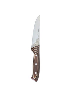 Steel Knife Engraved 14.5 Cm Wood Handle Brown