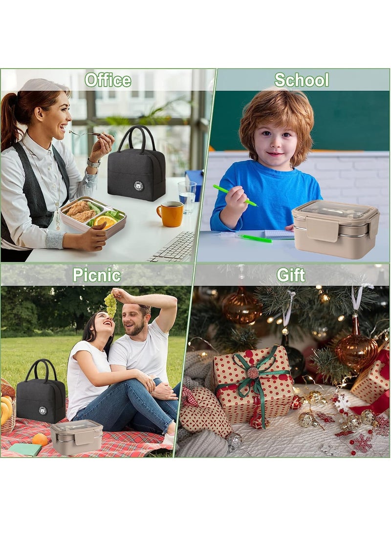 Bento Box, Leakproof Lunchbox, Food Storage Box, Stainless Steel Lunch Box, Leakproof Bento Box, for Adults Kids Teens (Beige)  - Image 5