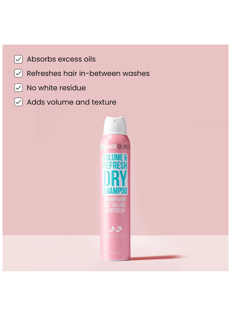 HAIR BURST Volume & Refresh Dry Shampoo — No White Residue, Revitalising Hair with Added Texture & Root Lift, Absorbs Excess Oils, Enriched with Hydrolysing Wheat Protein & Panthenol