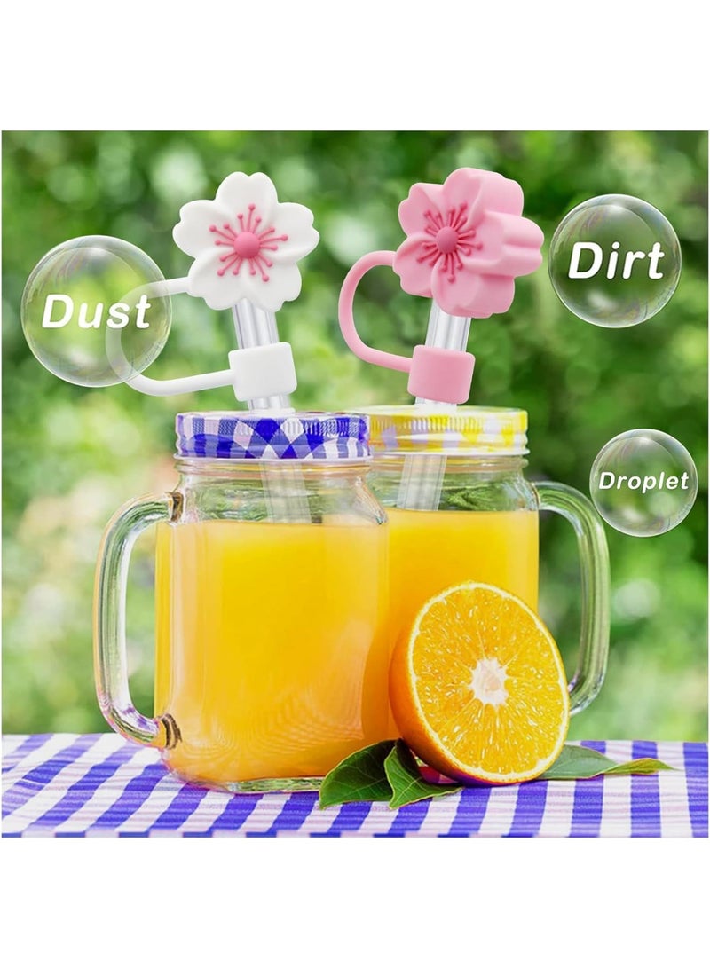 SOLARAE أغطية قش، 6 قطع غطاء قش لكوب ستانلي، أغطية قش سيليكون قابلة لإعادة الاستخدام، ملحقات أكواب ستانلي (0.4 بوصة، زهرة، لونين) - Image 2