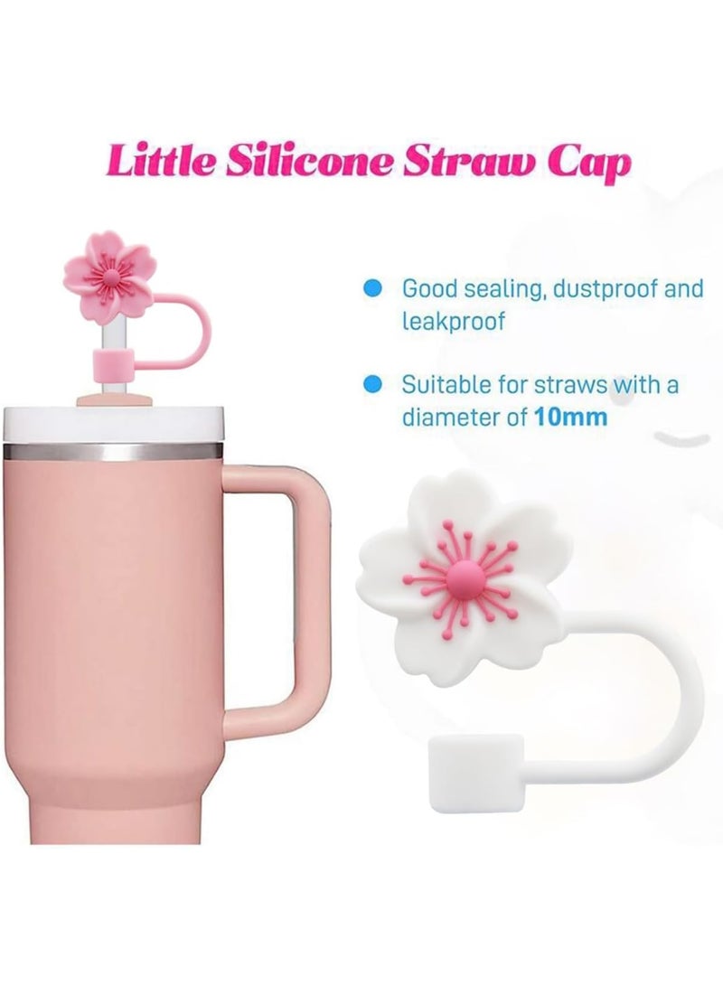 SOLARAE أغطية قش، 6 قطع غطاء قش لكوب ستانلي، أغطية قش سيليكون قابلة لإعادة الاستخدام، ملحقات أكواب ستانلي (0.4 بوصة، زهرة، لونين) - Image 4