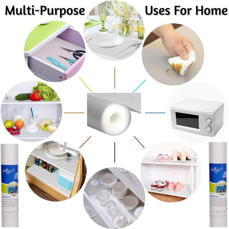 Bulfyss Multipurpose 60cm x 5m Super Strong EVA Anti-Slip Bathroom Kitchen Cabinet Placemats Shelf Mat Liner Sheets Roll, Fridge Mat, Table Mat (60cm X 5 Meters Roll, Transparent White) - Image 3