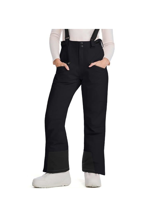 SnowElve Womens Ski Pants Insulated Snow Pants Waterproof Winter Outdoor Hiking Pants Adjustable Waist Snowboard Pant(TY-2021-2,Black,S) - Image 2