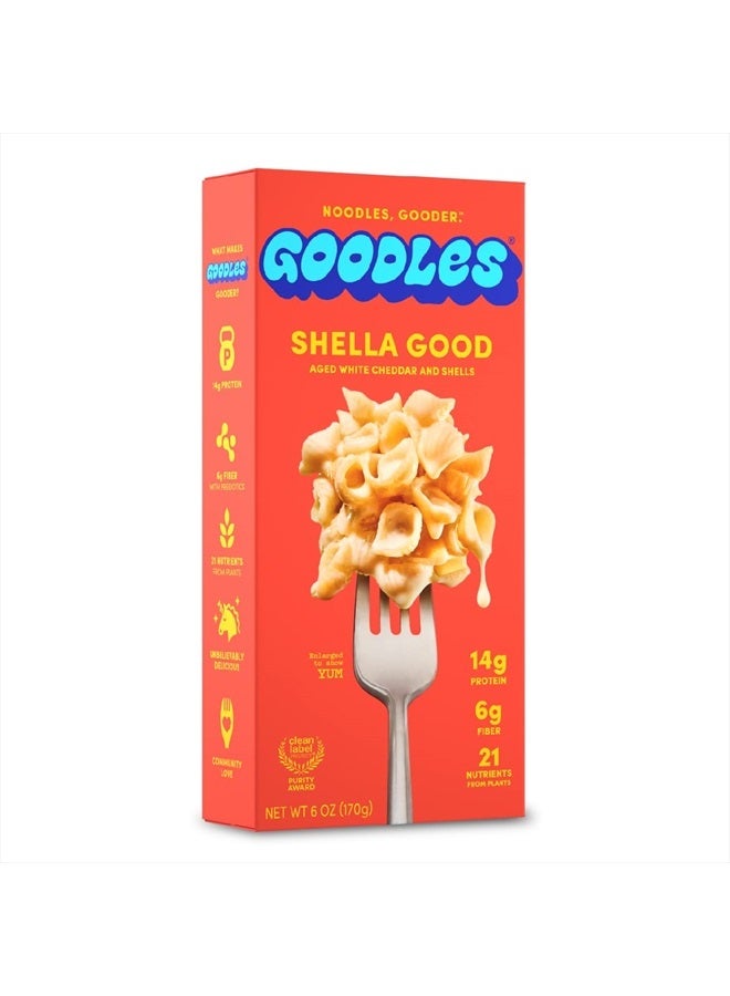 Goodles Shella Good Aged White Cheddar and Shells Pasta - Nutrient Packed with Real Cheese, Fiber, Protein, Prebiotics, Plants, & Vegetables | Non-GMO, Organic Ingredients [Shella Good, 6 oz. 1 Pack]  - Image 1