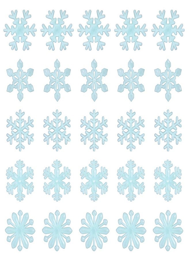 تينك سكاي ملصقات تينكسكي المضيئة في الظلام على شكل رقاقات ثلجية، ملصقات جدارية لعيد الميلاد، ملصقات نوافذ زرقاء، عبوة من 50 قطعة - Image 1