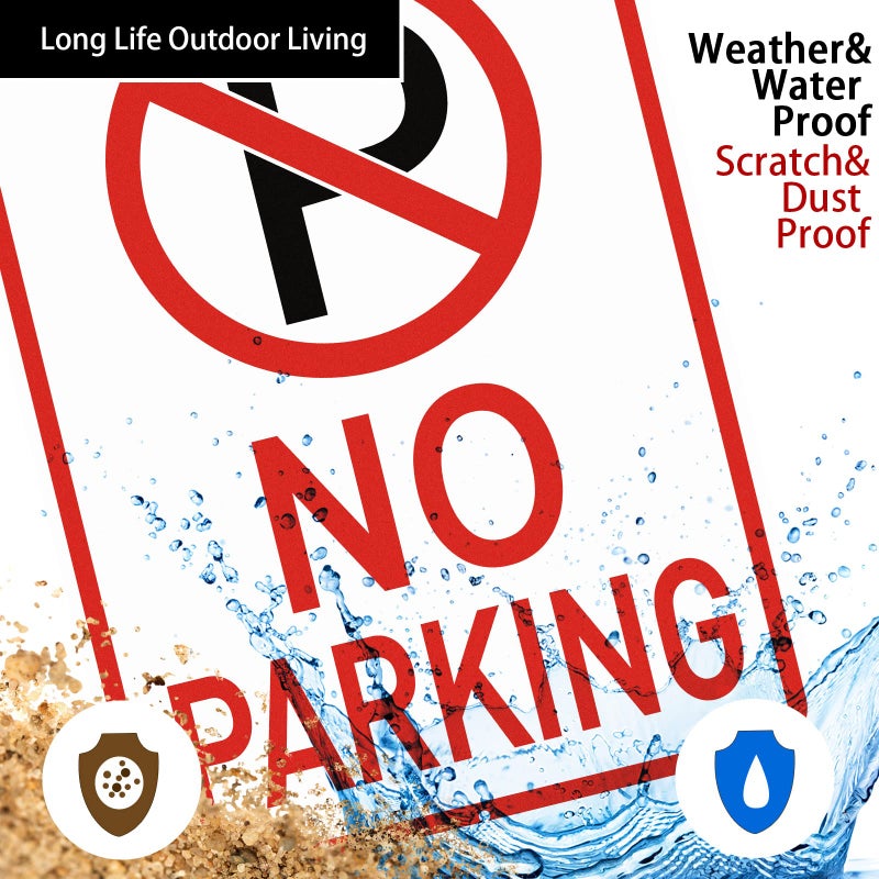 Amylove 6 Pcs No Parking Signs with Symbol Sign 10 x 14 Inch Reflective Aluminum Nonparking Sign, UV Protected, Weather Resistant, Waterproof, Sturdy Ink Industrial Warning Signs, Easy to Mount - Image 3
