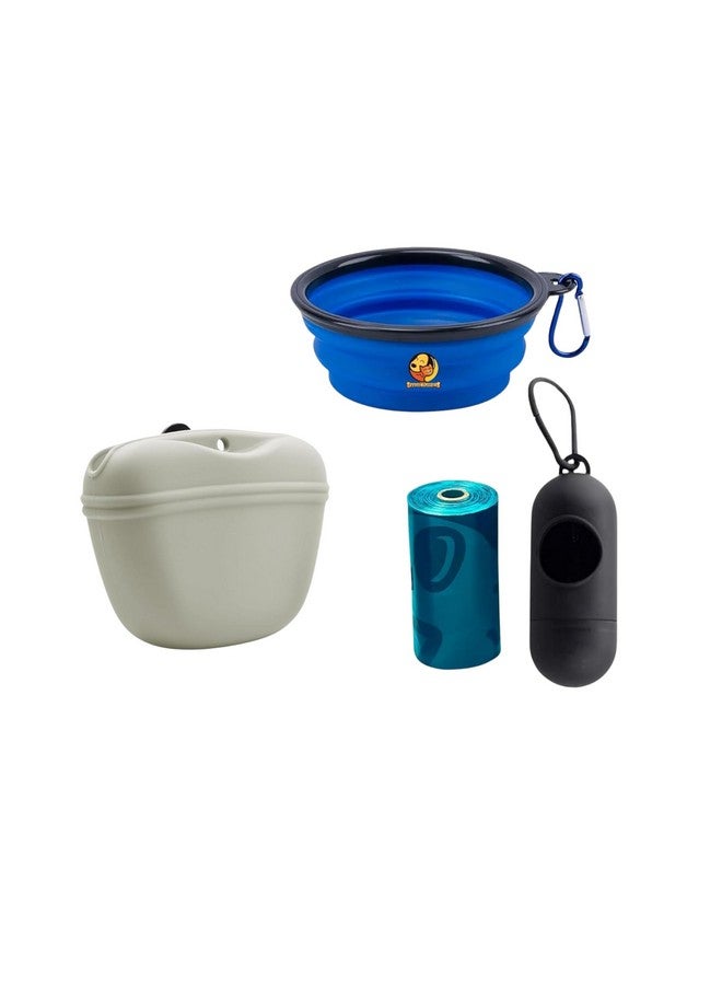 Travel Combo Of (Food Clutch Bag + Poop Bag With Holder + Foldable Bowl - 350Ml) Small To Medium Dogs | Travel/Training Essential For Dogs And Puppies - Image 1