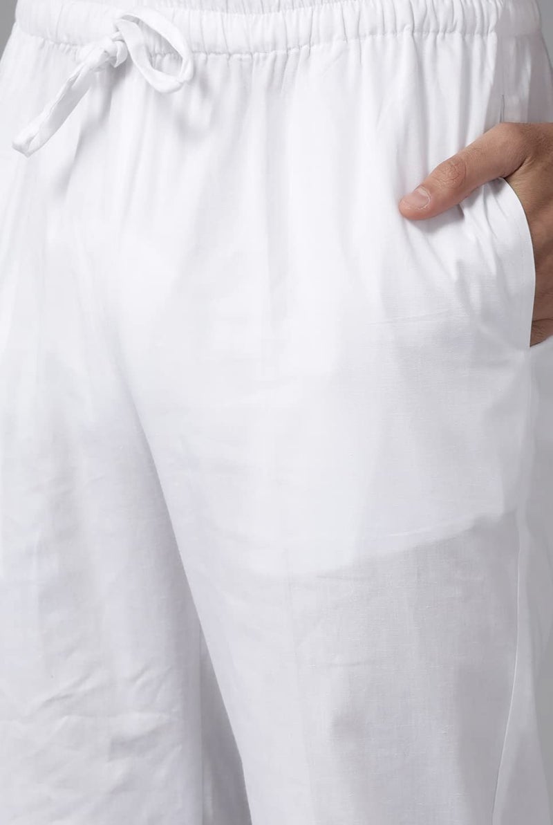See Designs Men Cotton White Chikankari Embroidered Straight Kurta With Pyjama - Image 4