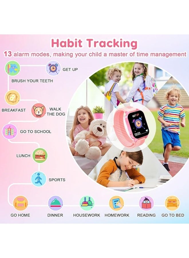 cjc Smart Watch for Kids with 30 Puzzle Games, 140 Educational Learning Cards, Screen Protector, HD Touch Screen, Camera, Music, Pedometer - Perfect for Girls Ages 4-12 as Fun & Educational Birthday Gift - Image 3