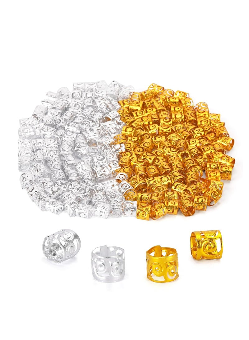 Oasisgalore 200 Pcs Silver & Gold Dreadlock Beads & Braiding Cuffs  - Image 1