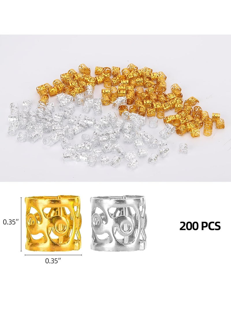 Oasisgalore 200 Pcs Silver & Gold Dreadlock Beads & Braiding Cuffs  - Image 2
