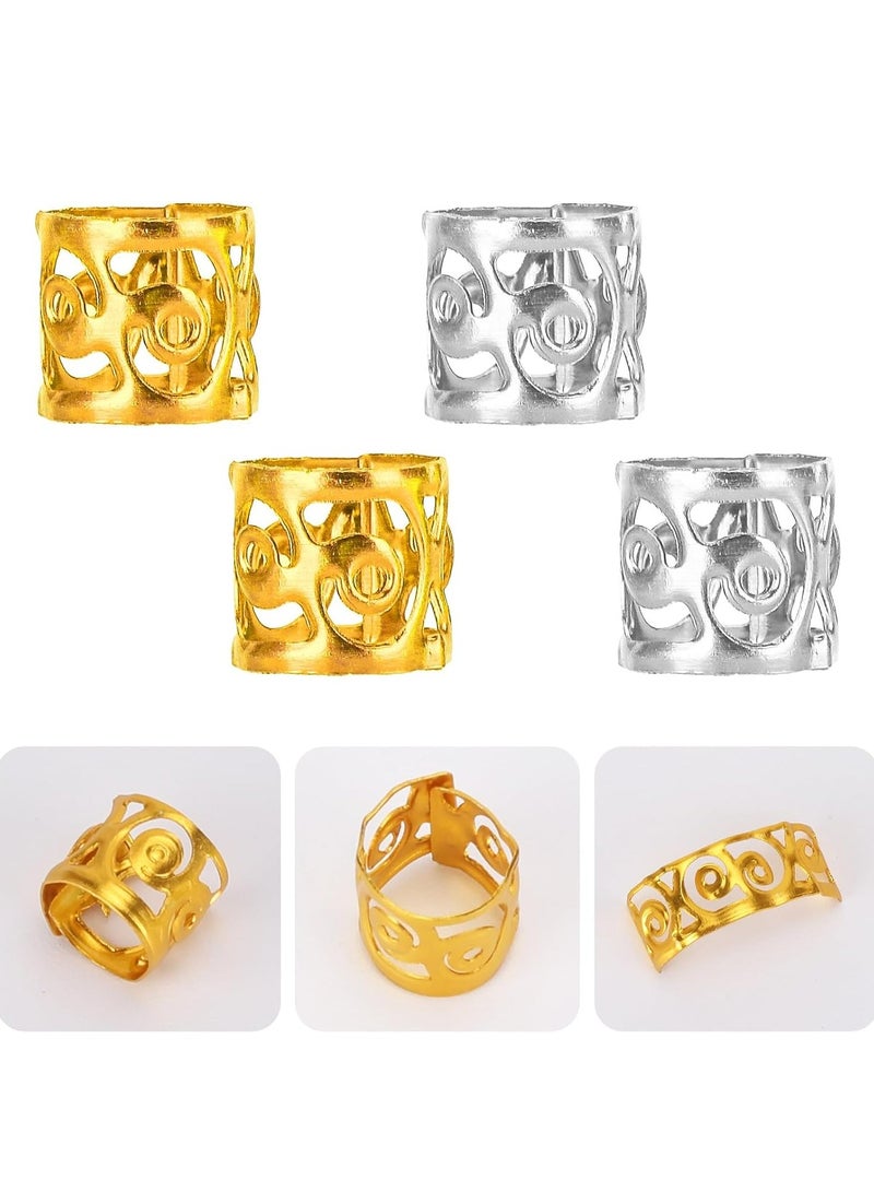 Oasisgalore 200 Pcs Silver & Gold Dreadlock Beads & Braiding Cuffs  - Image 3