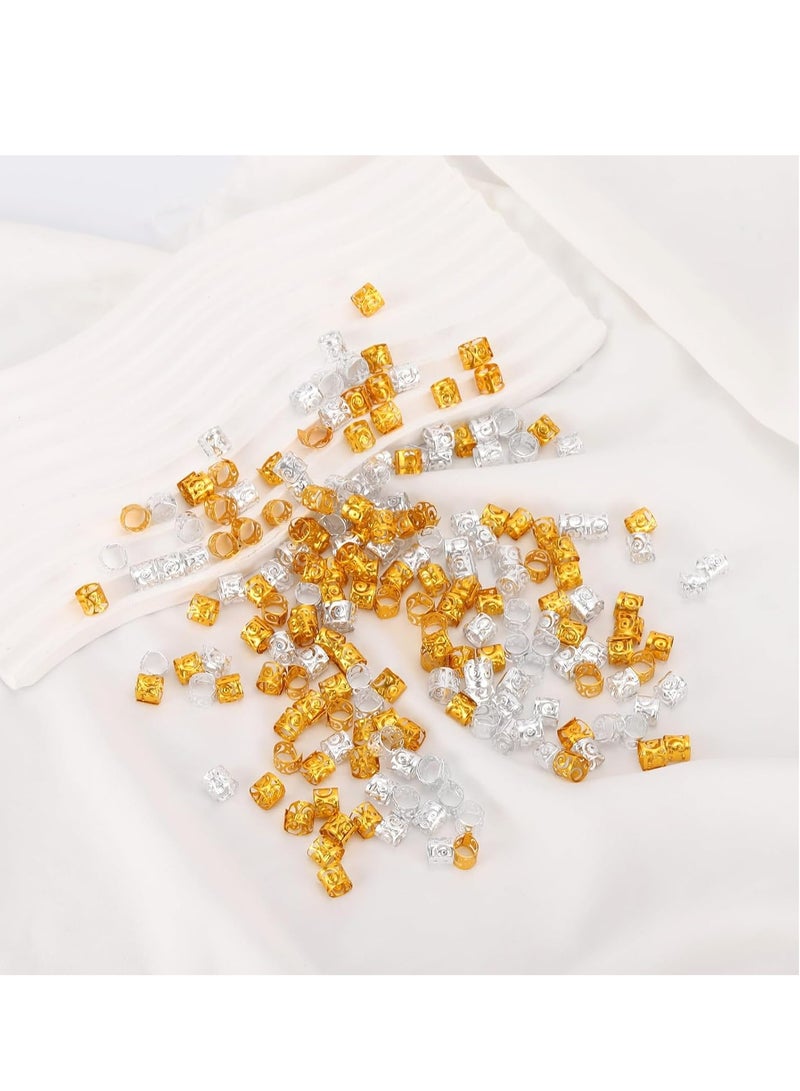 Oasisgalore 200 Pcs Silver & Gold Dreadlock Beads & Braiding Cuffs  - Image 4