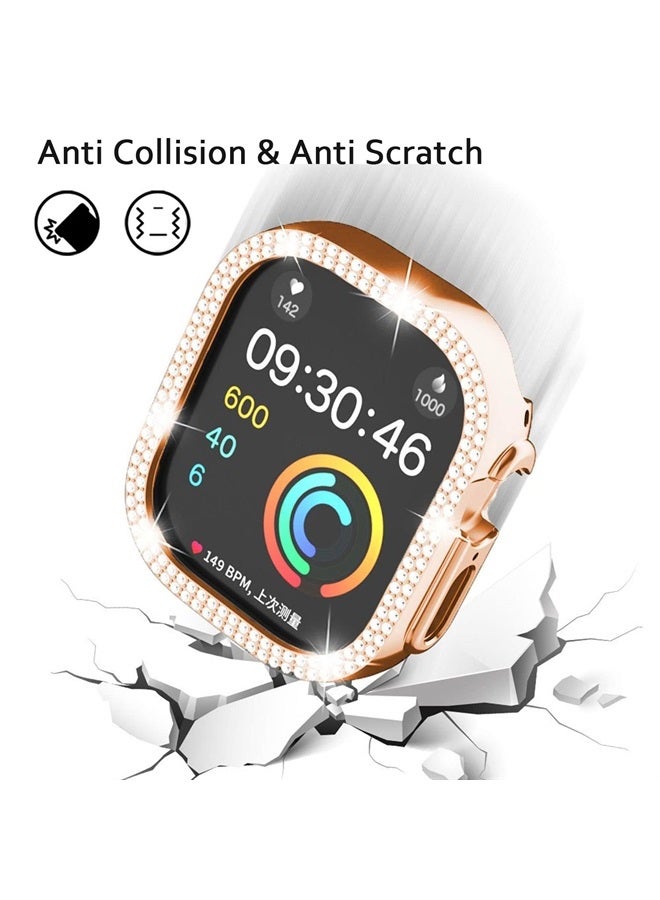 DEALELE Bands Compatible with iWatch Series 8 Ultra 49mm, Bling Rhinestone Diamond Metal Strap with Protective Case Cover Replacement for Apple Watch Ultra 49mm (49mm, Rose gold) - Image 5