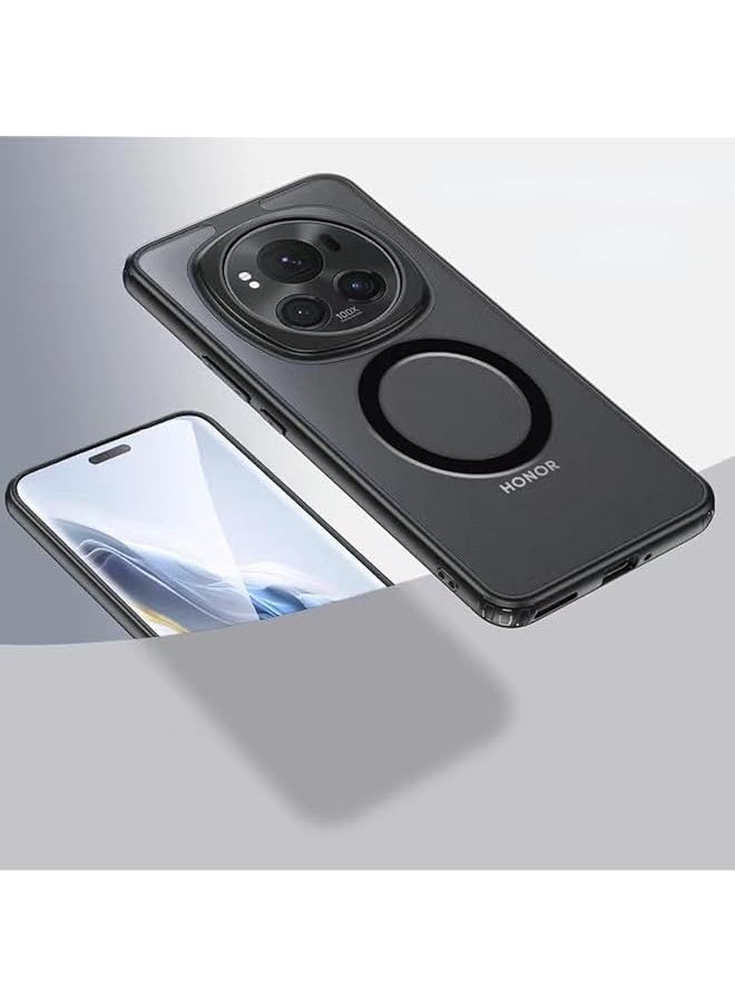 erorex Luxury Magnetic For Wireless Charging Case Compatible With Honor Magic 6 Pro 5G Shockproof Matte Clear Fundas For Magic 6 Pro Black 