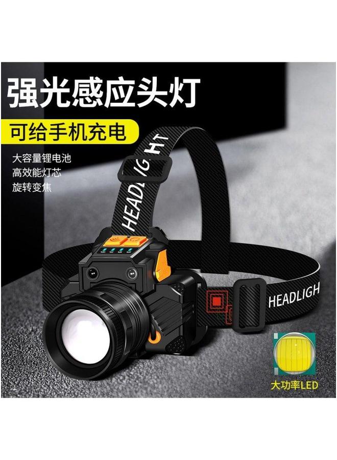 Loquat New LED Gesture Sensor Headlamp USB Charge Zoomable GY09 induction headlamp (color box + data line) White Light