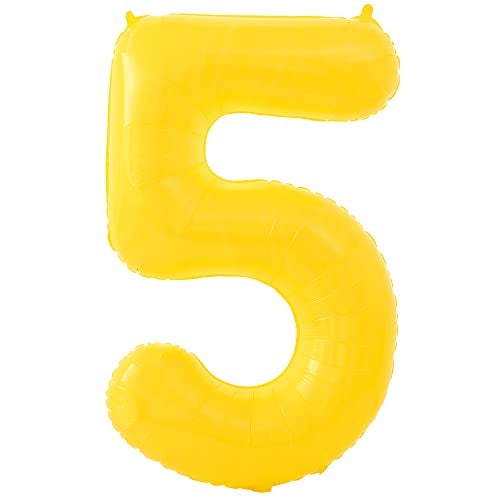 KatchOn Yellow Number 5 Balloon Giant 40 Inch Yellow 5 Balloon 5th Birthday Decorations for Boys 5th Birthday balloon for 5 Year Old Birthday Decorations Anniversary - Image 1