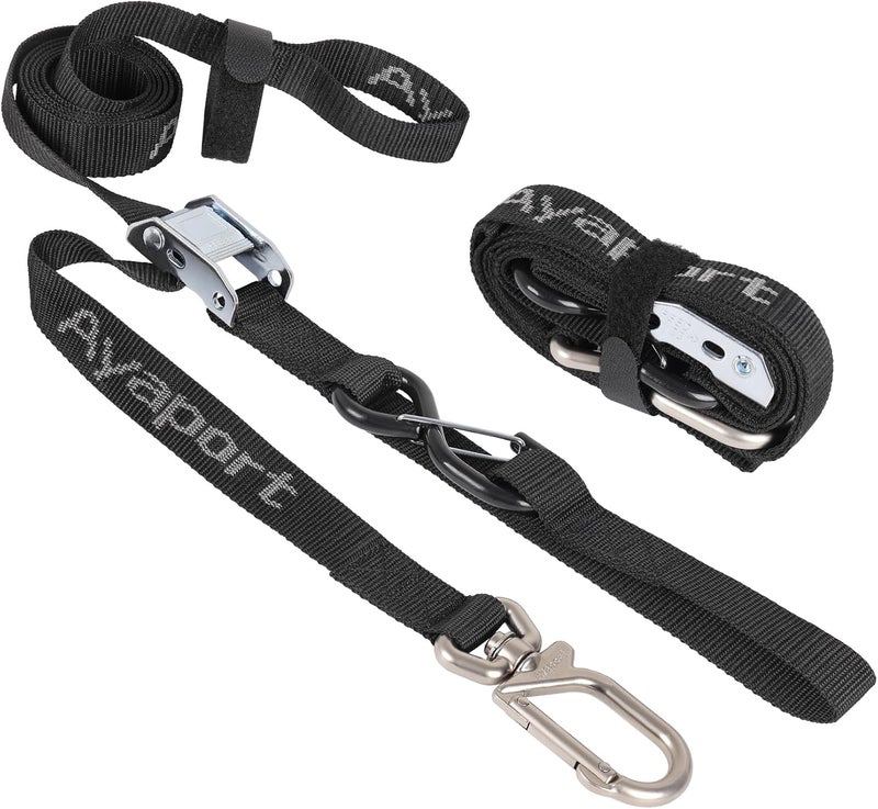 Ayaport Motorcycle Tie Down Straps 1.1” x 7’ (with Swivel Carabiner Hooks) Cam Buckle Tie Downs, Handlebar Strap for Dirt Bike, Motor Bike, Kayak, Car, Truck, Boat, Cargo, Black (1.1" x7'-2pcs) - Image 5