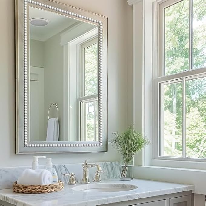 20FT MIRROR FRAME PEEL AND STICK MOLDING,15MM FLEXIBLE MOLDING TRIM BEAD PEARL TRIM DIY WALL TRIM MIRROR EDGE TRIM FRAME BORDER DECORATIVE FOR BATHROOM KITCHEN CABINET AND HOME DECOR WALL MOLDING - Image 2