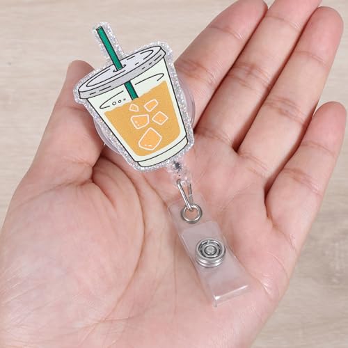 BVIIE Iced Coffee Funny Office Badge Reel | Retractable ID Card Coffee Lover Badge Holder | Name Tag Work Badge Clip for RN LPN CNA MA ER Night Shift Nurse Nursing Student Doctor Teacher | Coworker Gifts - Image 4