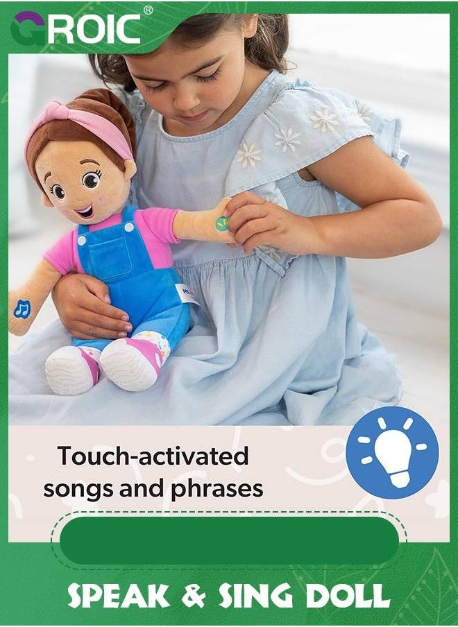 GROIC - Ms. Rachel Speak & Sing Doll, 11.8" Tall Interactive Toy with 4 Songs & 9+ Phrases, Rachel Plush Toy Soft Stuffed Plush Dolls for Kids, Learning Educational Toys for Toddler Ages 6 Months to 3+ Years - Image 1