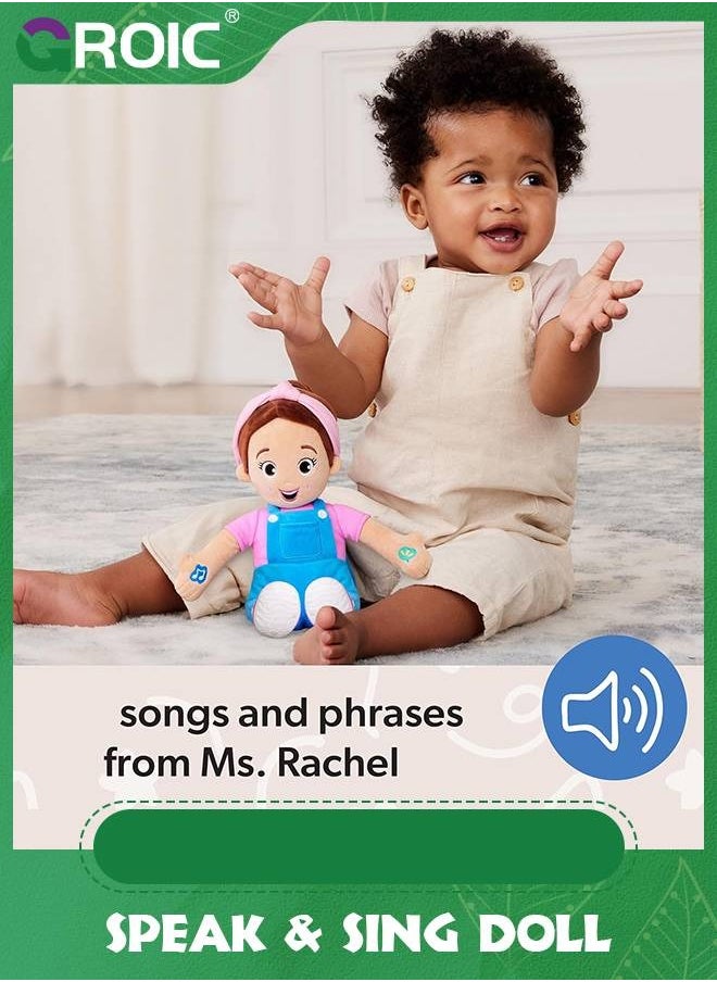 GROIC - Ms. Rachel Speak & Sing Doll, 11.8" Tall Interactive Toy with 4 Songs & 9+ Phrases, Rachel Plush Toy Soft Stuffed Plush Dolls for Kids, Learning Educational Toys for Toddler Ages 6 Months to 3+ Years - Image 1