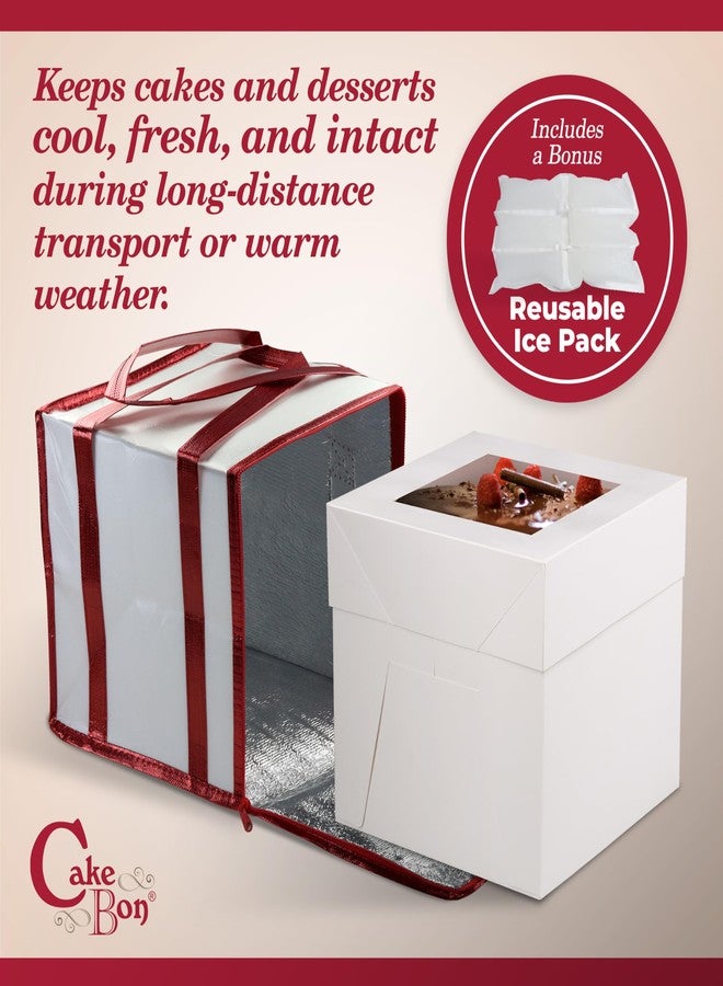 Cakebon Cake Box and Boards, 10-Inch Round Gold Smooth Edges 1/2- Inch Thick Drums with Insulated Bag and Ice Pack - Cake Transport Set, Cooler for Cake Delivery and Transport (1pc Each, 4pcs Total) - Image 4