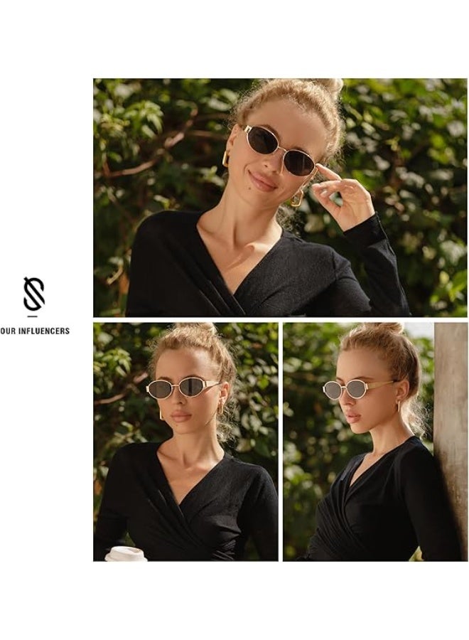 HDCRAFTER Retro Oval Sunglasses for Women Men Trendy Sun Glasses Classic Shades UV400 Protection - Image 3