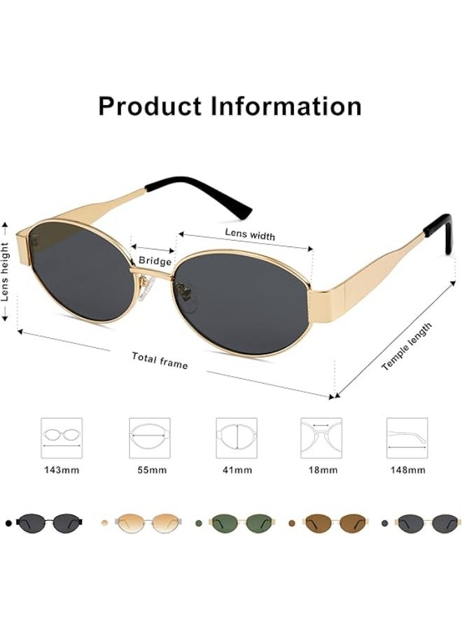 HDCRAFTER Retro Oval Sunglasses for Women Men Trendy Sun Glasses Classic Shades UV400 Protection - Image 5