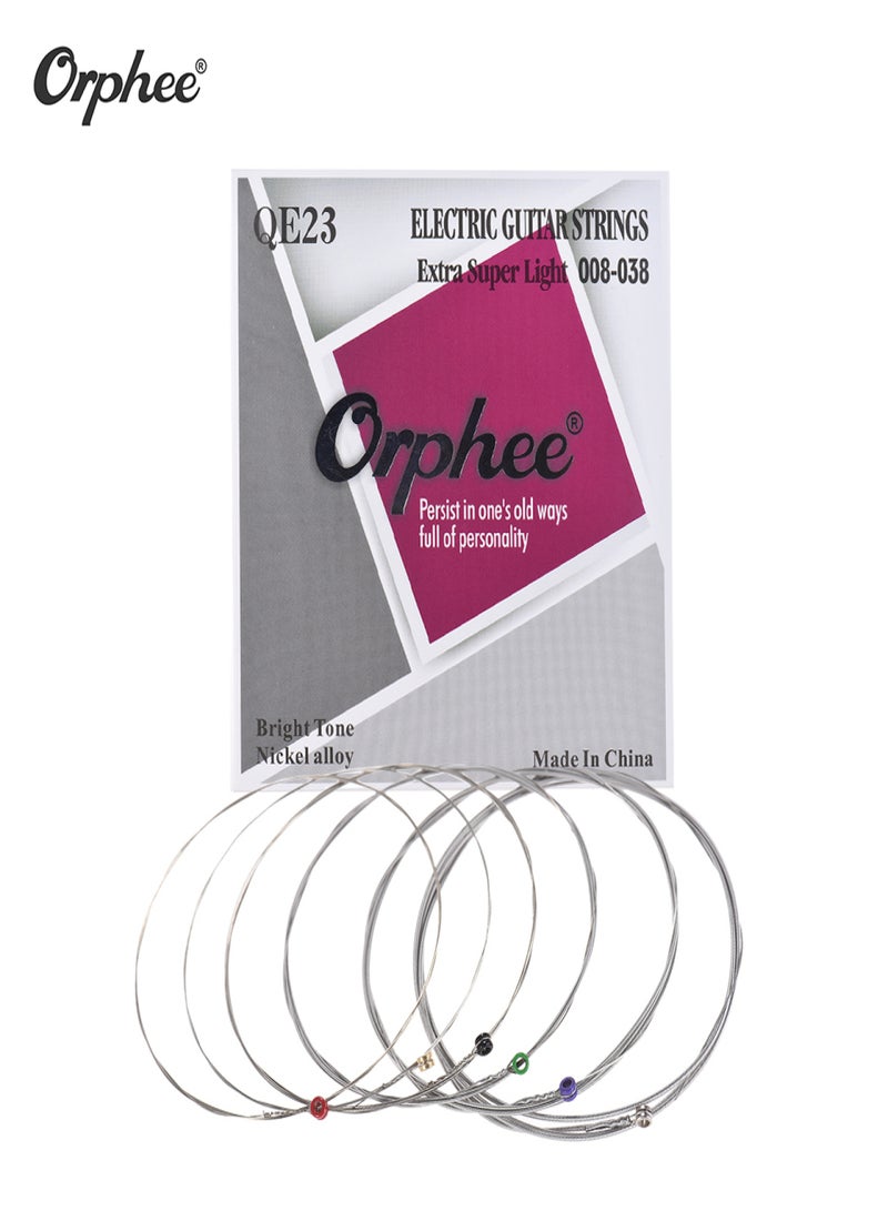 Orphee QE23 Electric Guitar String 6pcs/Set(.008-.038) Hexagonal Steel Core Nickel Alloy Extra Super Light Tension - Image 1