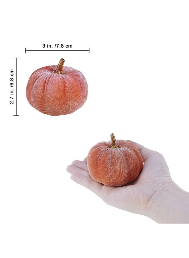 وينلين 12 قطعة من القرع المخملي الصناعي الريفي الصغير من Winlyn، مزخرفة باللون الوردي المرجاني الخوخي العاجي، من قماش القرع الرغوي، 3 بوصات، لحفلات الزفاف الخريفية وحفلات استقبال المولود الجديد وعيد الشكر وعيد الهالوين، قطعة مركزية للطاولة، ديكور - Image 2