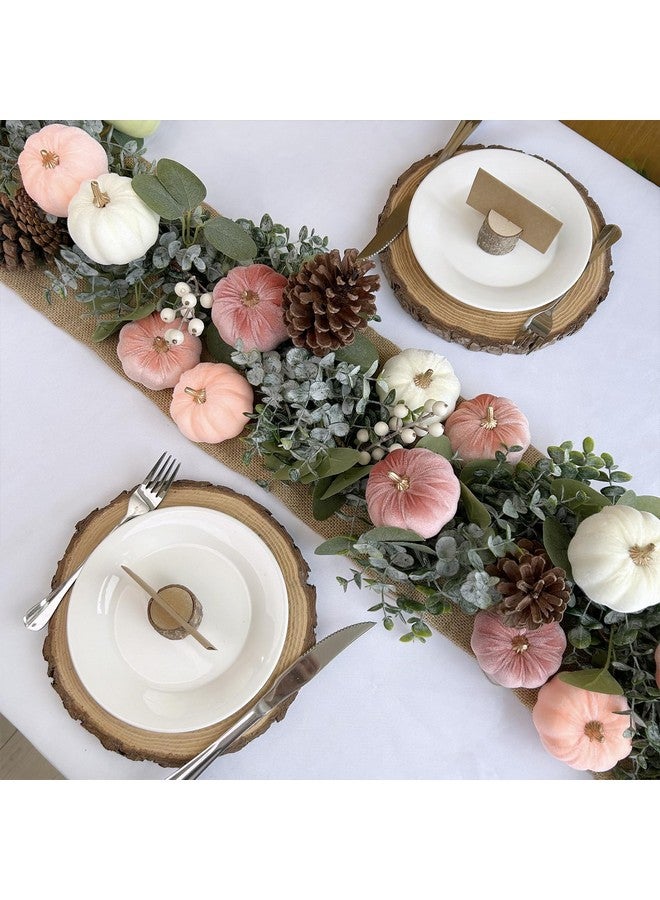 وينلين 12 قطعة من القرع المخملي الصناعي الريفي الصغير من Winlyn، مزخرفة باللون الوردي المرجاني الخوخي العاجي، من قماش القرع الرغوي، 3 بوصات، لحفلات الزفاف الخريفية وحفلات استقبال المولود الجديد وعيد الشكر وعيد الهالوين، قطعة مركزية للطاولة، ديكور - Image 3