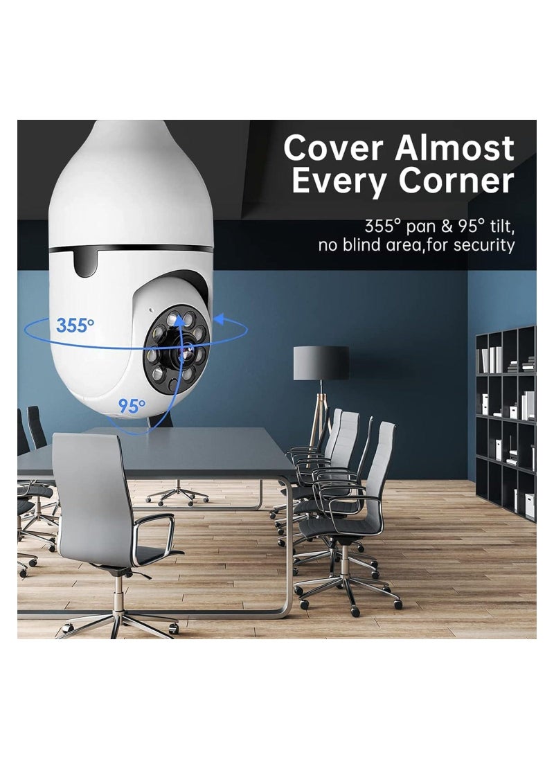 2 Pack Wireless Light Bulb Camera, 360°Panoramic Security Camera, 2.4GHz WiFi Smart 1080P Outdoor Surveillance Camera Heavy Duty - Image 4