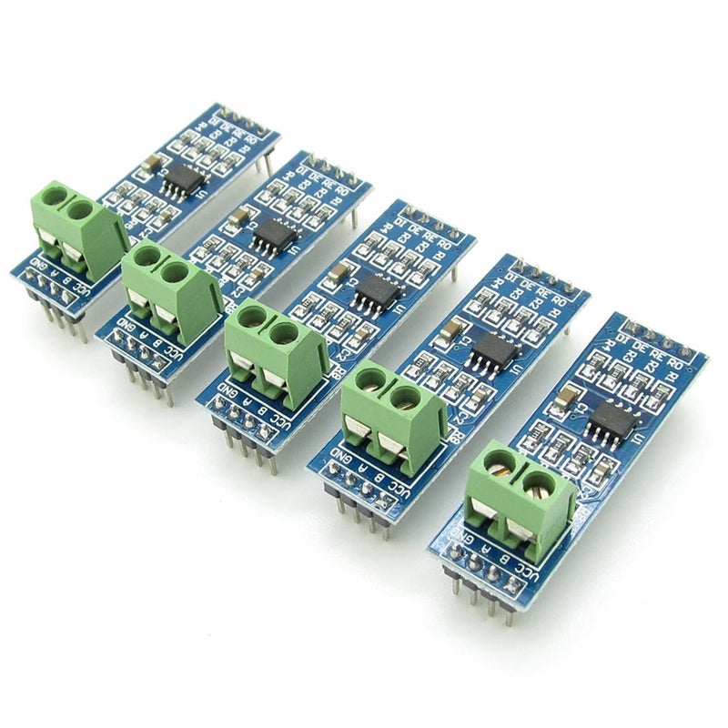 NewZoll 5pcs RS485 Module MAX485 Chip 5V 44x14mm Blue 2P PCB Mount - Image 1