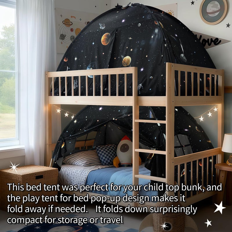 Sherilyn Twin Bed Toddler Canopy Tent, Kids Indoor Canopy Privacy Space Sleeping Playhouse Blackout Bunk Bed Tents Twin Size (Galaxy Tent) for Boys Girl Birthday, Christmas House Gift - Image 3