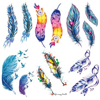 6 Sheets Temporary Tattoo Stickers Colorful Blue Feather Dream Cather Cesarean Section Scar Cover - pzsku/ZAE1D03D0AD0523035C28Z/45/_/1744137159/7ed79a38-5492-4793-8c7d-c9583764a91f