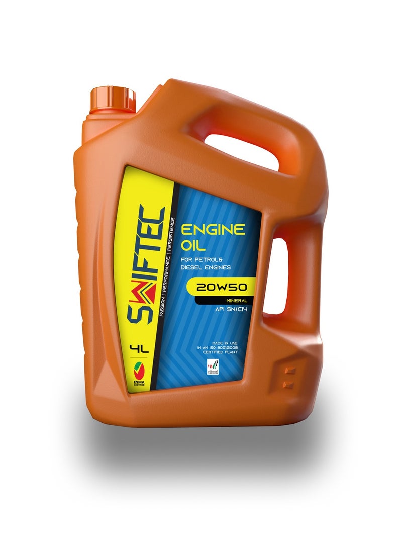 SWIFTEC Swiftec 20W50 - Mineral Engine Oil - High Performance - For Petrol & Diesel Engines 4L  - Image 1