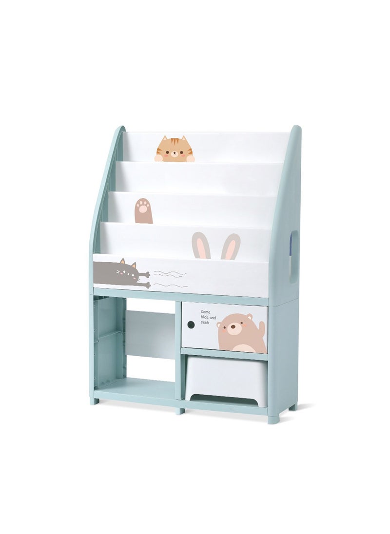 YEYA Children's Cartoon Plastic Floor Bookshelf Bookshelf Books Toys Multi-layer Removable Shelves Storage Baskets  - Image 1