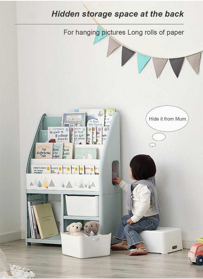 YEYA Children's Cartoon Plastic Floor Bookshelf Bookshelf Books Toys Multi-layer Removable Shelves Storage Baskets  - Image 2