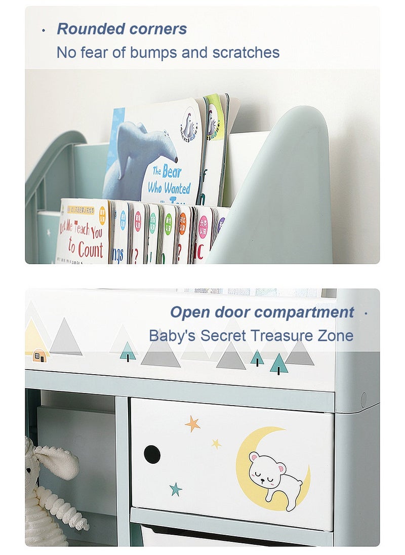 YEYA Children's Cartoon Plastic Floor Bookshelf Bookshelf Books Toys Multi-layer Removable Shelves Storage Baskets  - Image 3