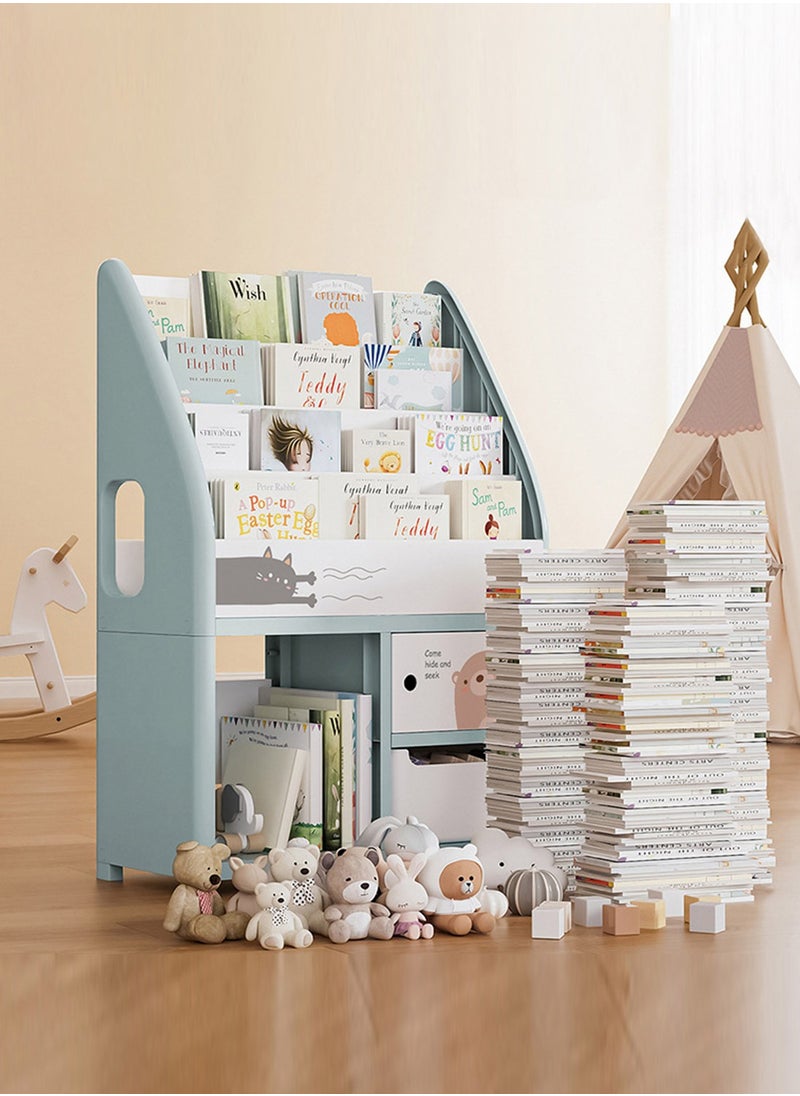 YEYA Children's Cartoon Plastic Floor Bookshelf Bookshelf Books Toys Multi-layer Removable Shelves Storage Baskets  - Image 5