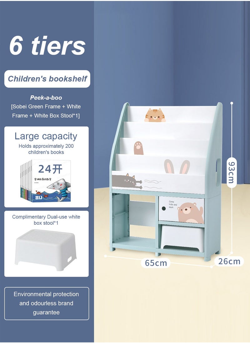 Children's Cartoon Plastic Floor Bookshelf Bookshelf Books Toys Multi-layer Removable Shelves Storage Baskets