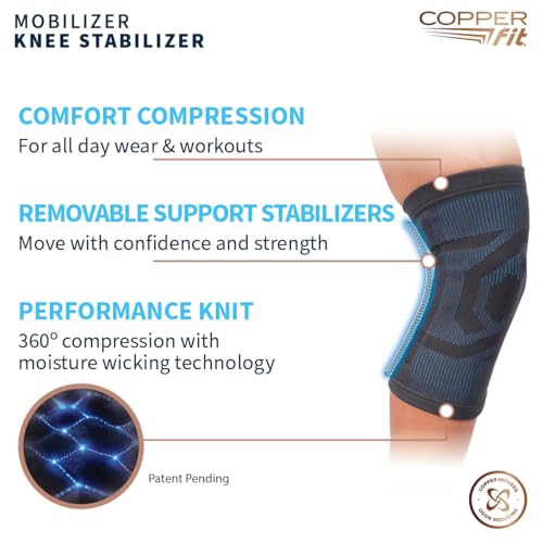 Copper Fit Mobilizer Knee Sleeve – ProSeries with Removable Side Stabilizers Knee Support for Advanced Recovery – Mobility, Knee Pain, Swelling, Inflammation, Circulation, Arthritis, Tendonitis (S/M) - Image 4